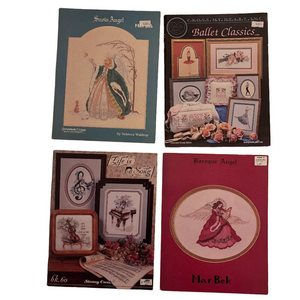 VTG Cross Stitch Pattern & Instruction Booklets- 4 in total Ballet, Angel, Music